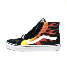 black and white flames vans
