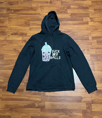 Bubble Tea Hoodie Mens Womens Suck my Balls Funny Boba Top Gift Size M
