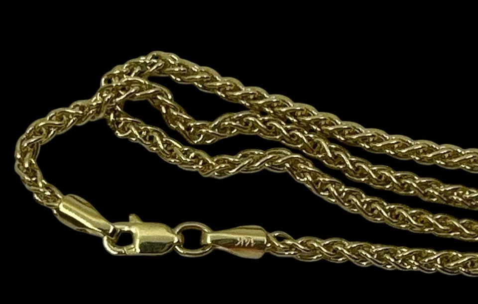 Collar de cadena de trigo RCI en oro amarillo de 14 k 20,25" pulgadas 2,5 mm de grosor unisex Foto 4 de 4