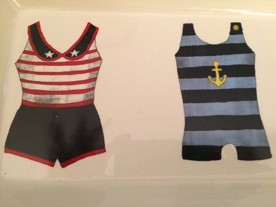 Creative Co-op 14 In Vintage Bathing Swim Suit Rectangular  Dish New - Image 2 of 4