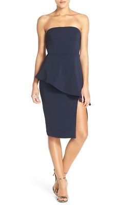 NWD Jay Godfrey 'Angie' Peplum Stretch Sheath Dress In Blue [SZ
