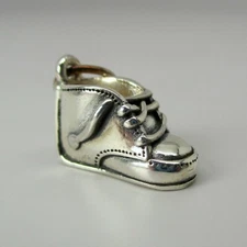 Sterling Silver BABY SHOE Charm for Bracelet NECKLACE Baby Shower Gift PENDANT