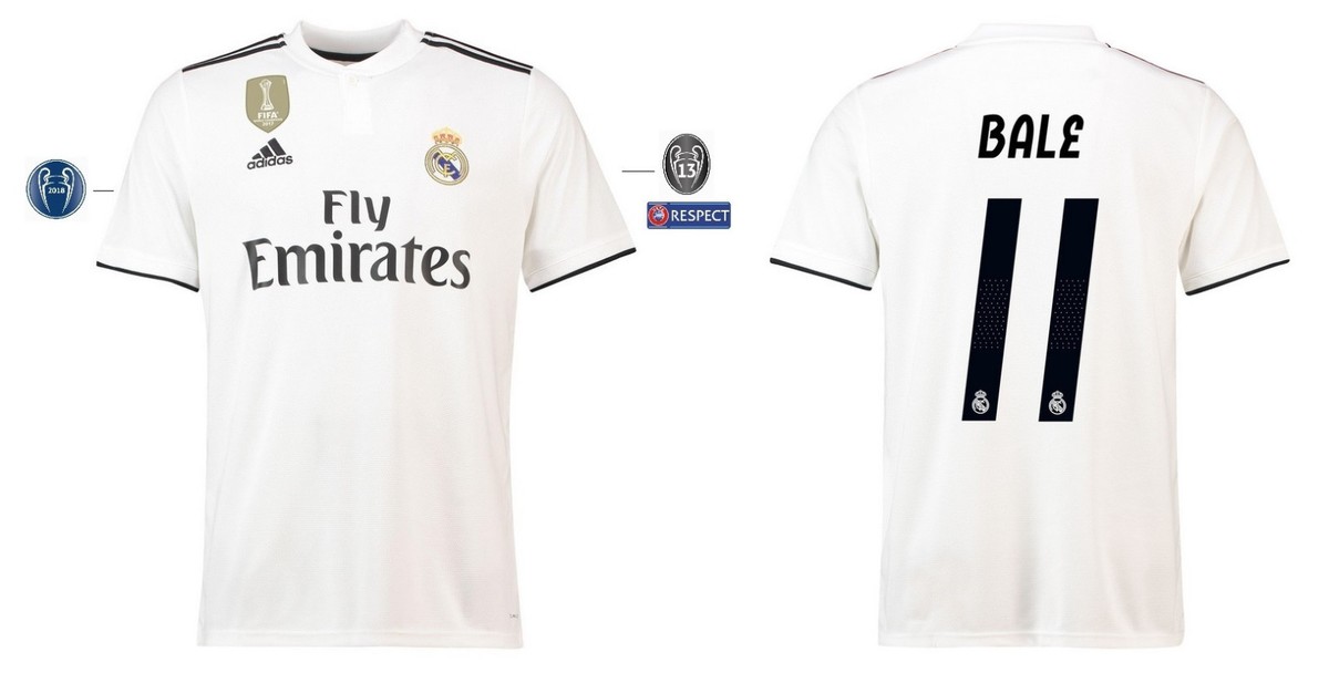 Trikot Adidas Real Madrid 2018-2019 Home UCL - Bale 11 [128