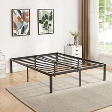 16 in Metal Platform Bed Frame King Twin Full Queen Size Mattress Foundation