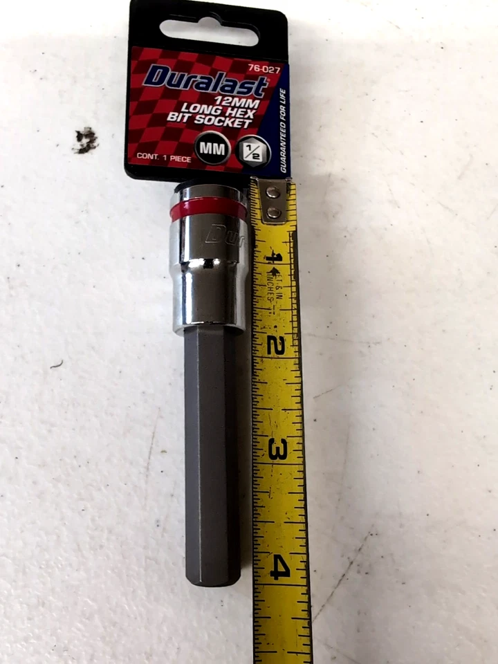 1/2-Inch Drive 12mm Hex Bit Extra Long Socket Duralast 76-027 - Image 3 of 3