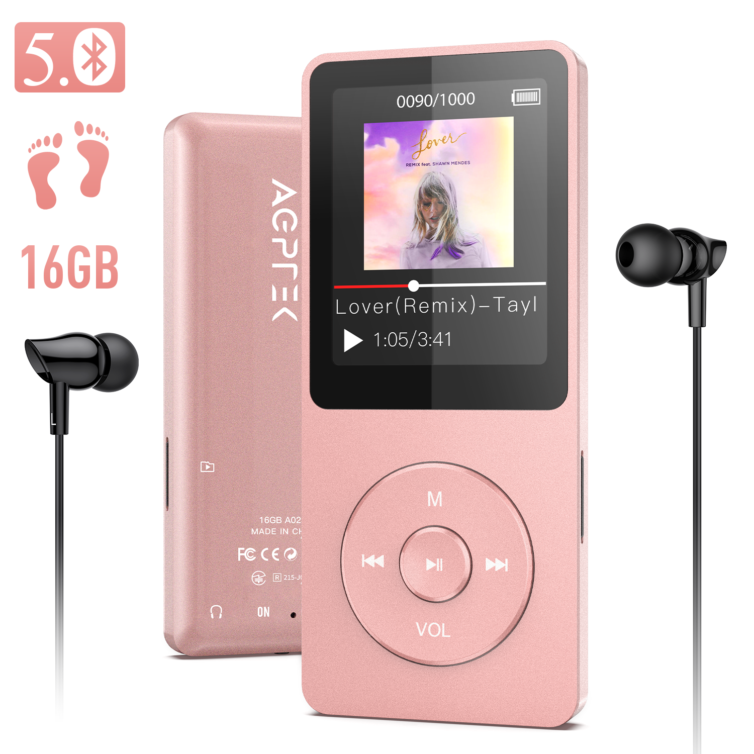 Buy AGPTEK A02T Bluetooth MP3 Player 16GB FM Radio Portable HIFI Music Player Online at Lowest