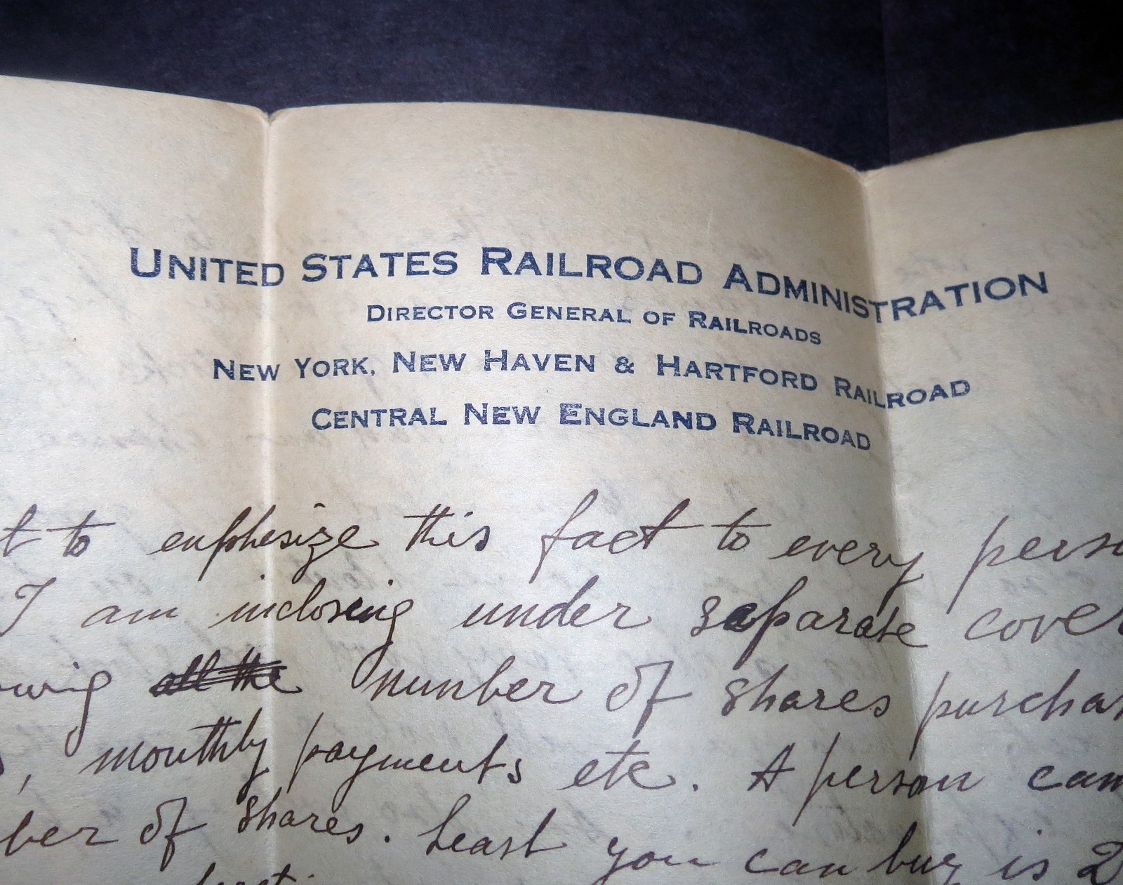 Antique US Railroad Train DOCUMENT LOT - DIRECTOR GENERAL OF RAILROADS ...