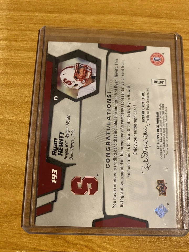 2014 Upper Deck Star Rookies Ryan Hewitt Rookie Auto #8/10 - Image 2 of 2