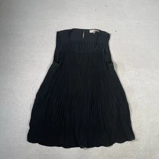 Loft Blouse Women's Size MP Petite Black Ruffle Sleeveless Round Neck top