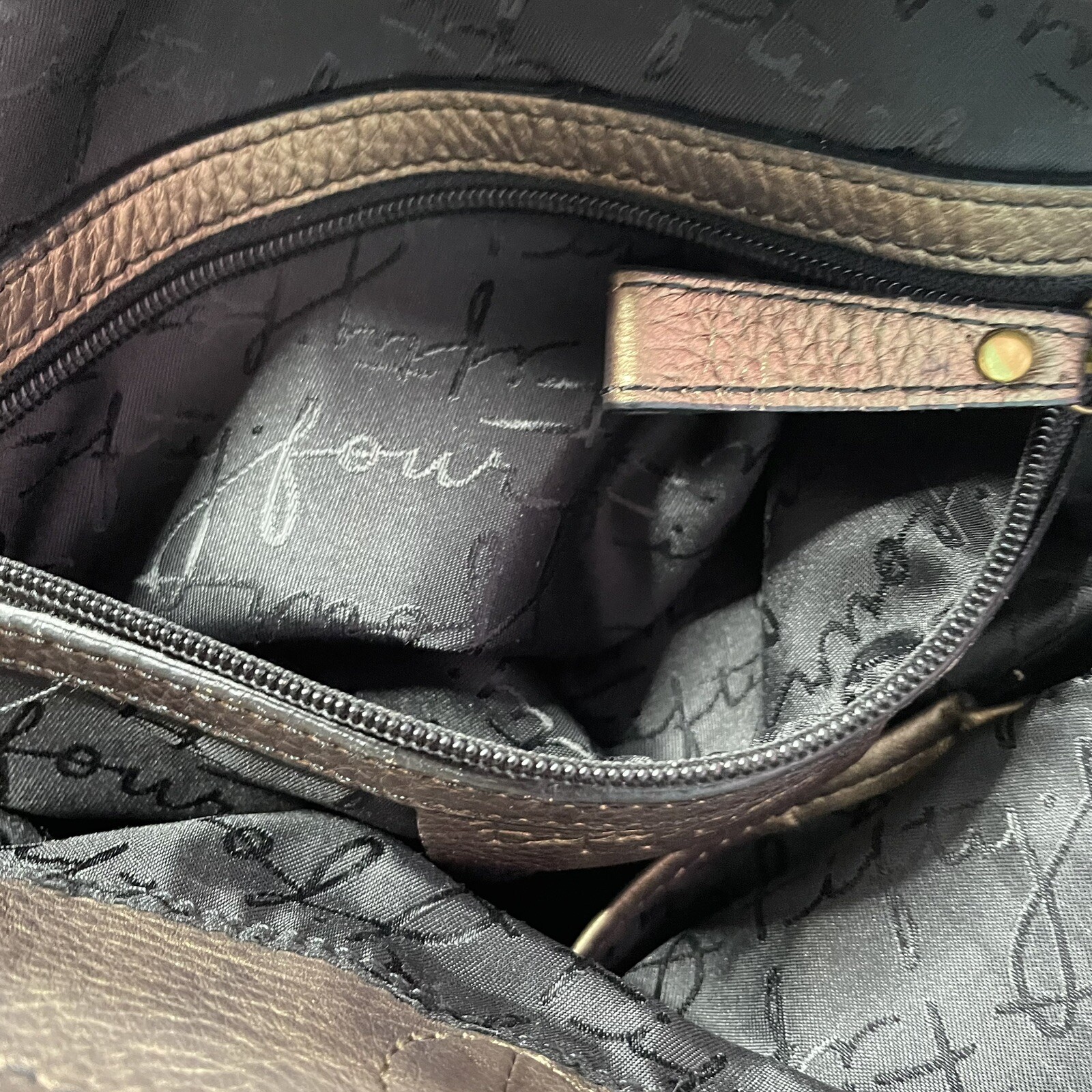 Fossil Vintage Patchwork Bronze​ Brown Suede Leat… - image 8