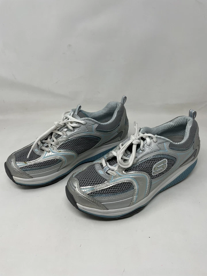 Skechers Shape Ups 12320 Blue Silver Lace Womens Sz 8.5 Athletic Training Shoes - Image 2 of 4