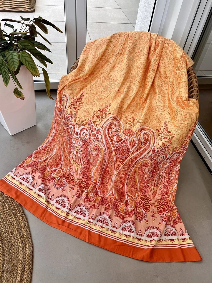 Bassetti Stoff MERGELLINA O1 orange SATIN 245x205 f Decke Läufer Vorhang Kissen