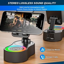 Cell Phone Stand with Wireless Bluetooth Speaker, LED, Anti-Slip Base HiFi Sound
