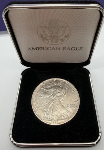 VTG 1991 1 oz American Silver Eagle Coin One Troy oz .999 Bullion Black Box