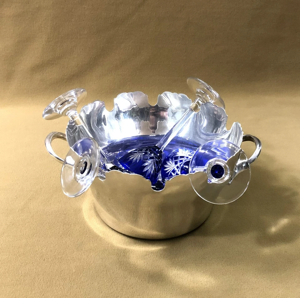 verrière / rafraichissoir pour 10 verres en métal argenté Table Service Glace - Photo 4/4