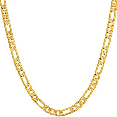 Figaro Chain 24k GF ネックレス 60cm LIFETIME JEWELRY 4mm Figaro Chain Necklace 24k Gold Plated for Men