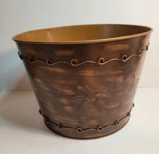 Metal Planter Bucket or Ice Bucket With A Rustic, Distressed Look