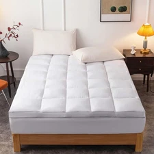 DROVAN Mattress Topper Olympic Queen Size - Extra Thick Mattress Pad Cover -