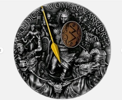 2022 2 Oz Silver $5 Niue Woman Warrior BOUDICA Antique Finish Coin.