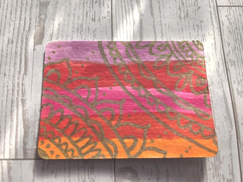 ACEO Original Mixed Media Art Miniature - Pink Mandala - by Nicole Cress