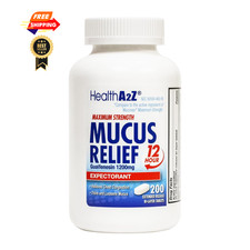 HealthA2Z Mucus Relief Guaifenesin 1200 mg 12 Hour 200 Tablets, White