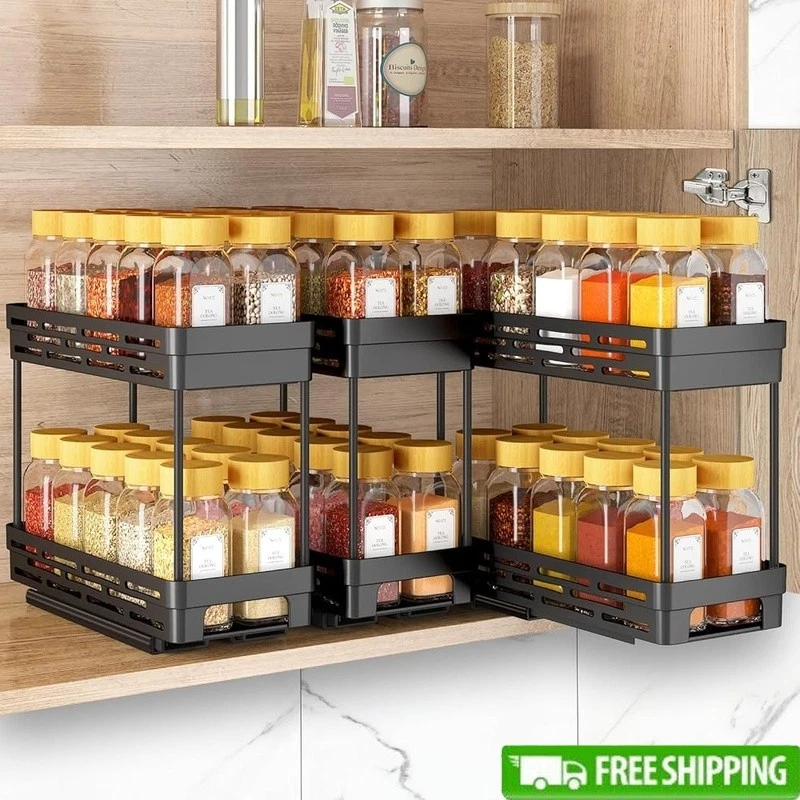 Pull Out Spice Rack Organizer Sliding Shelf Cabinet Efficient Spice Storage New