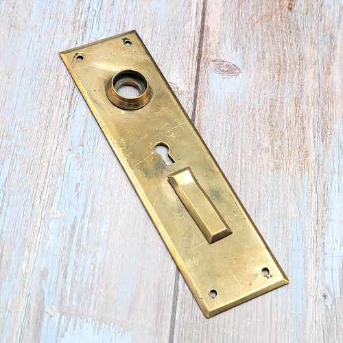 Vintage Brass Door Knob Back plate Salvage Hardware Double Security Skeleton Key