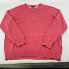 Fynch Hatton Supersoft Cotton Men's V Neck Jumper in Pastel Pink size 2XL