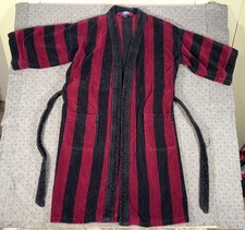 Vintage Stafford Bath Robe Mens L/XL Terry Cloth Heavy Cotton Black Burgundy