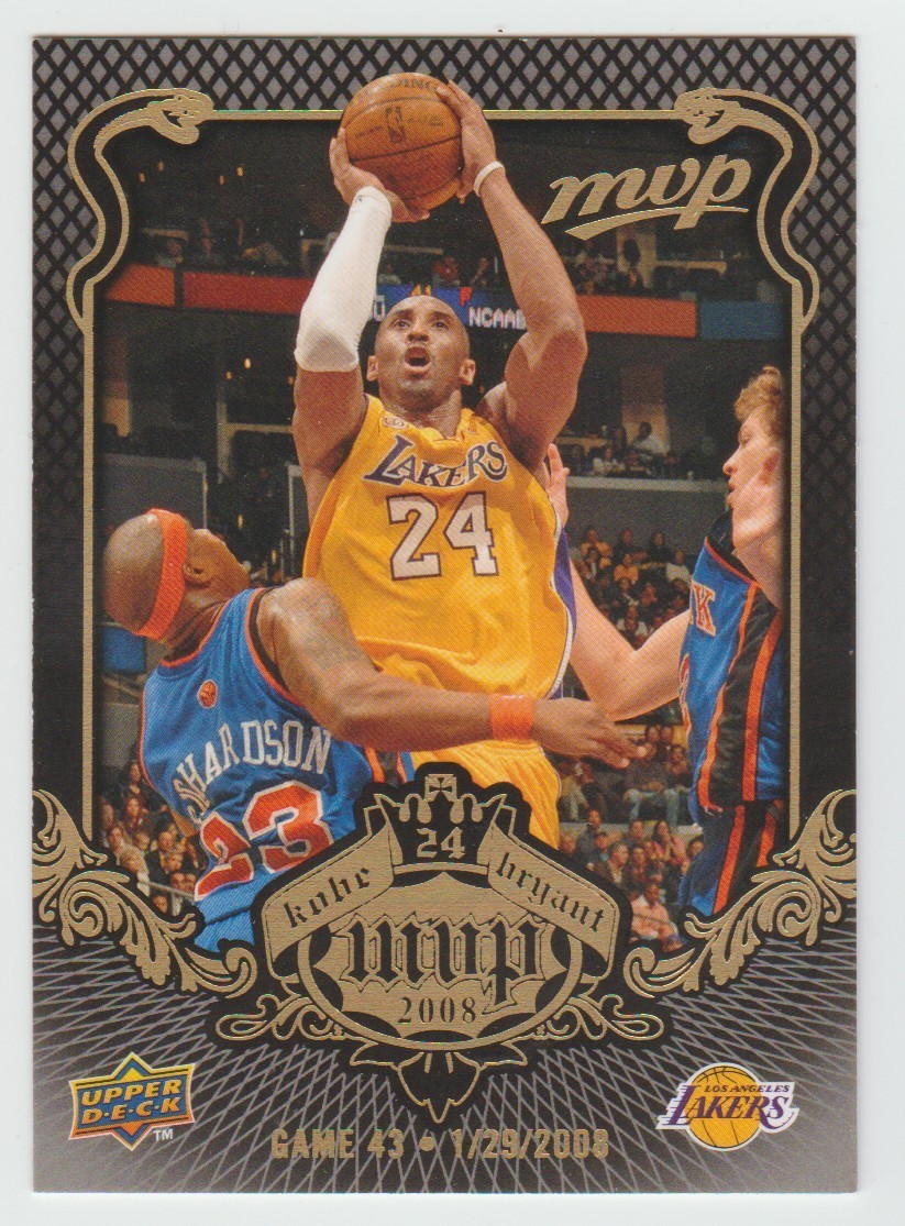KOBE BRYANT 2008-09 Upper Deck MVP "Kobe Bryant MVP" Insert #KB-43 Black Border