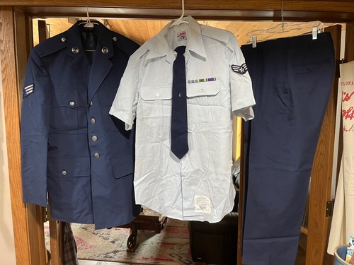 Vintage US Air Force USAF Dress Uniform Jacket Pants Shirt Tie. Belt Men’s