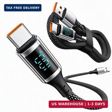 USB C to USB C Cable with Smart Display,6.6ft Nylon Braided,Black,100W Charging