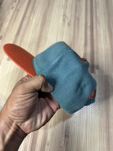 Miami Dolphins NFL Vintage Snapback Hat 100% Wool Blockhead Teal Orange - Picture 4 of 9