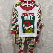 2 Set Knit Pj Grinch LS Size 12 M New