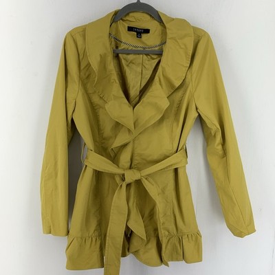 Sandro Studio Medium Ruffle Short Trench Coat Cottage Core Peter Pan Collar