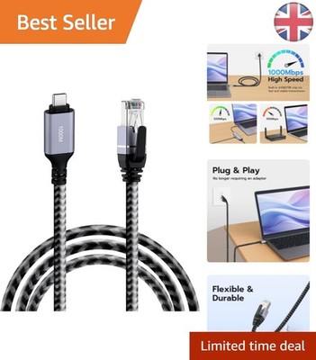 Plug and Play USB C 3.1 Ethernet Adapter - 2 m verwicklungsfreies Kabel, 1000 Mbit/s Geschwindigkeit