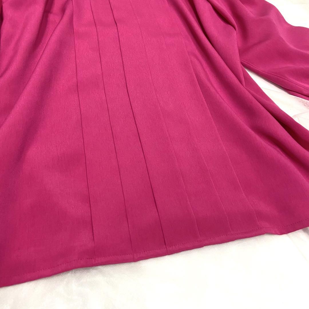 Autentica blusa Yves Saint Laurent plissettata bottoni poliestere rosa taglia S donna
