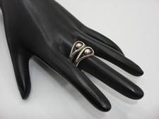 VINTAGE TAXCO MEXICO STERLING SILVER DOUBLE WAVE BALL RING SZ 9 1/2