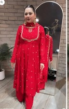 Bollywood Style Faux Georgette Gown And Palazzo With Fancy Dupatta For Women