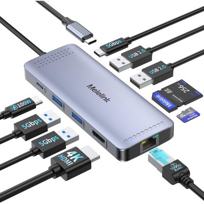 USB C Multiport Hub mit 1000Mbps Ethernet und Kartenleser - Tragbar & Stylish