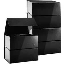 6 Pack Magnetic Gift Boxes with Lids, 9.5x7x4" Bridesmaid Proposal Box, Black
