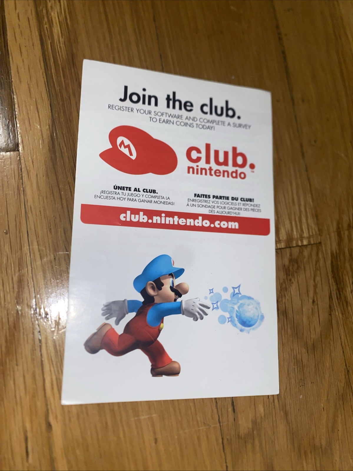 Club Nintendo Wii Super Mario Bros (Registratio Card ONLY)
