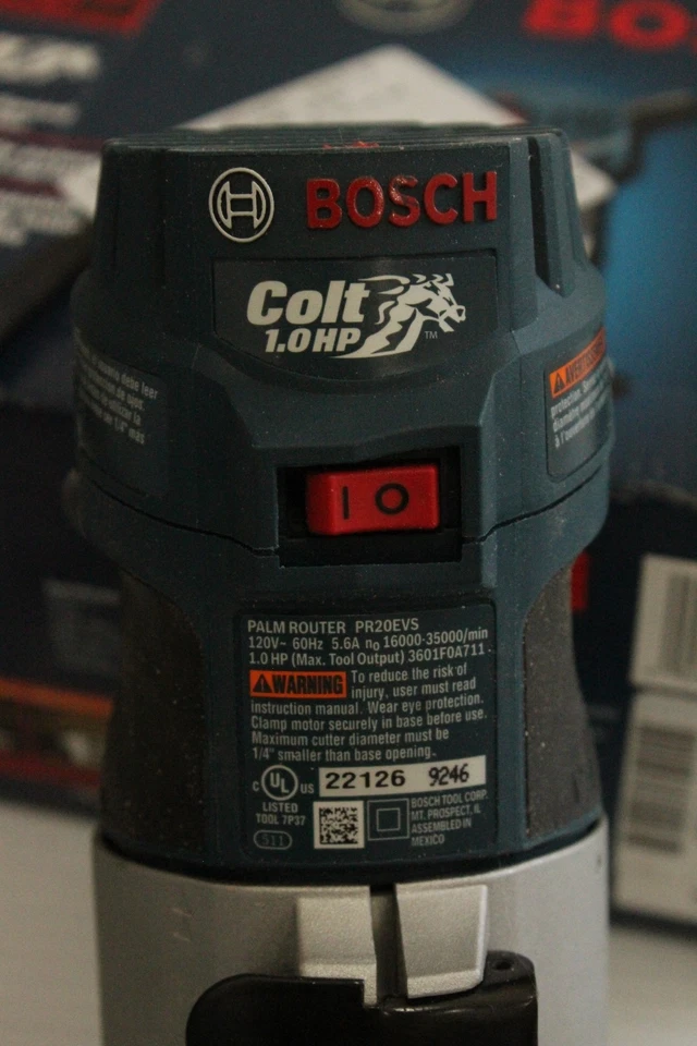 Router de palma con cable de velocidad variable Bosch PR20EVS 1 HP Colt 5,6 Amp probado funcionando Foto 3 de 4