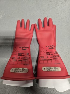 Ansell ActivArmr Electrical Insulating Gloves 11'', Class 00, Size 7, Red, 1 Pair