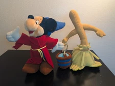 Vintage Disney Parks Exclusive Free-Standing Plush Fantasia Sorcerer Mickey/Mop