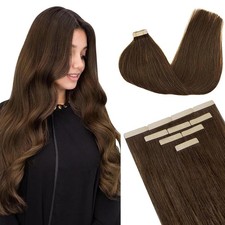 DOORES Hair Extensions Tape in, Chocolate Brown 30g 22 Inch 10pcs, Tape in Human