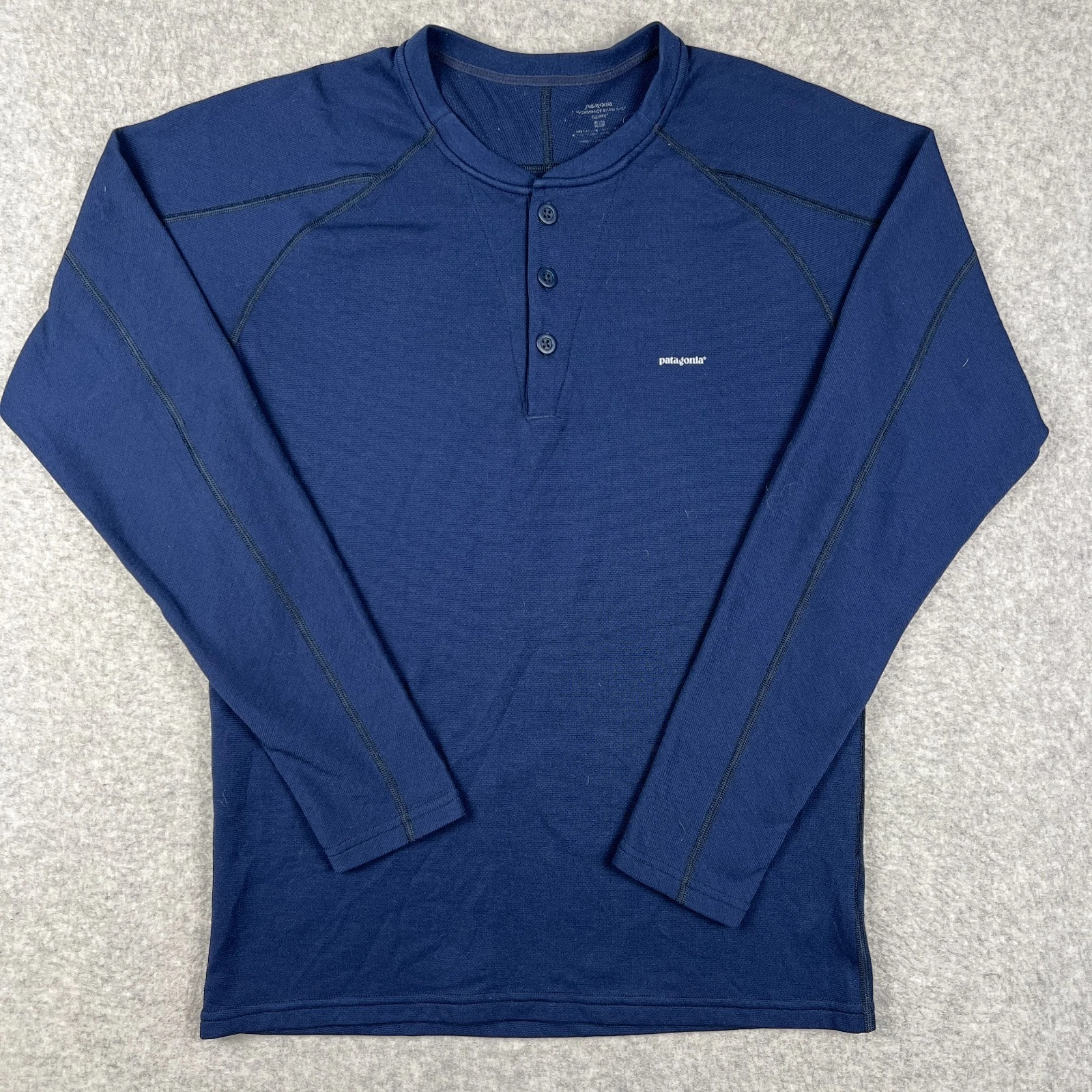Patagonia Capilene Henley Baselayer Shirt Long Sleeve Small Mens Blue Hiking