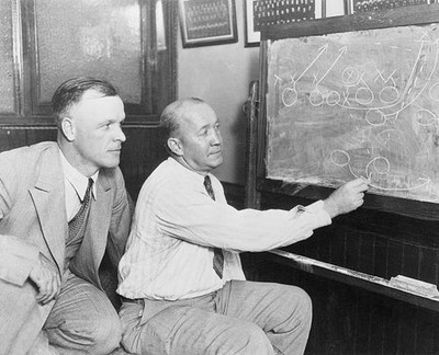 The late Knute Rockne master mind football coach is shown here one- Old Photo