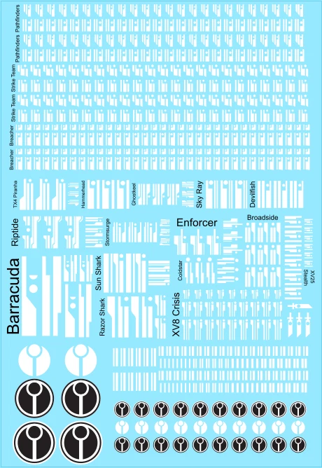 GAMES WORKSHOP Warhammer 40k Tau Empire White Tau Sept Markings Transfer Sheet A6