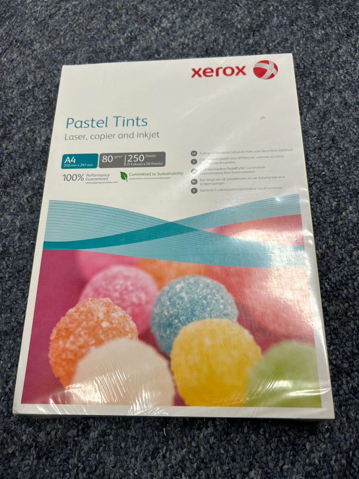 Xerox Pastel Tints Ream A4 Assorted Coloured Paper 80gsm (250 Sheets) Free P+P